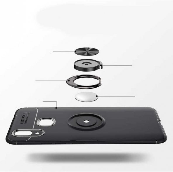 Xiaomi Mi Max 3 Kılıf Ravel Yüzüklü Magnetic Standlı Silikon Kapak - 12