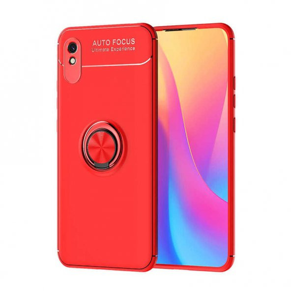 Xiaomi Redmi 9A Kılıf Ravel Yüzüklü Magnetic Standlı Silikon Kapak