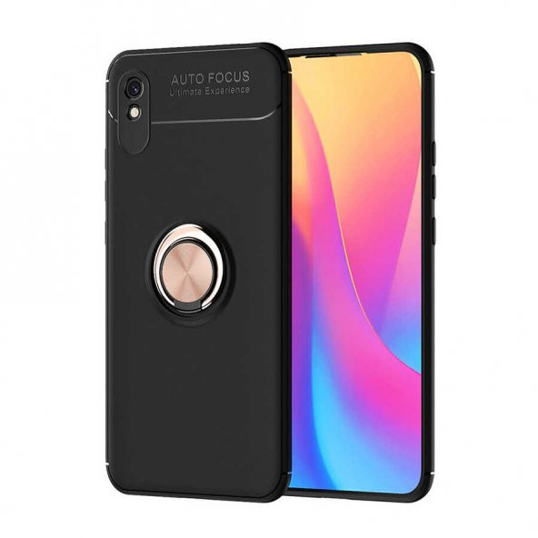 Xiaomi Redmi 9A Kılıf Ravel Yüzüklü Magnetic Standlı Silikon Kapak - 4