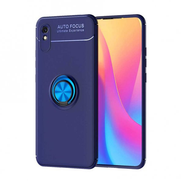 Xiaomi Redmi 9A Kılıf Ravel Yüzüklü Magnetic Standlı Silikon Kapak - 5