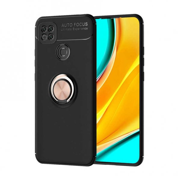 Xiaomi Redmi 9C Kılıf Ravel Yüzüklü Magnetic Standlı Silikon Kapak - 4
