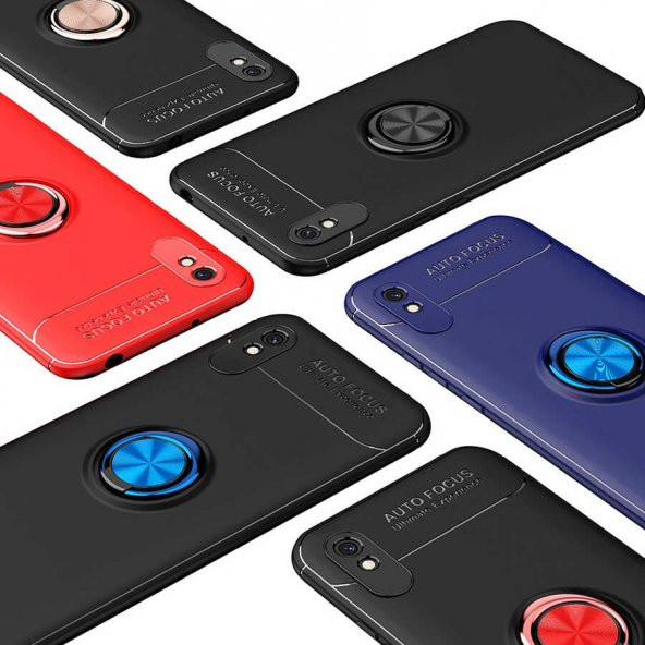Xiaomi Redmi 9A Kılıf Ravel Yüzüklü Magnetic Standlı Silikon Kapak - 9