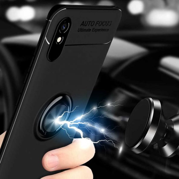 Xiaomi Redmi 9A Kılıf Ravel Yüzüklü Magnetic Standlı Silikon Kapak - 10