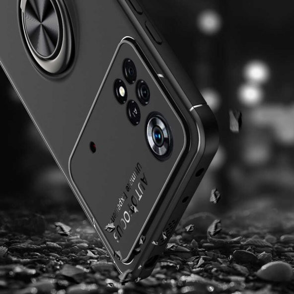 Xiaomi Poco M4 Pro 4G Kılıf Zore Ravel Yüzüklü Magnetic Standlı Silikon Kapak - 7