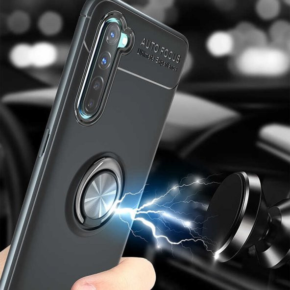 Oppo A91 Kılıf Ravel Yüzüklü Magnetic Standlı Silikon Kapak - 11