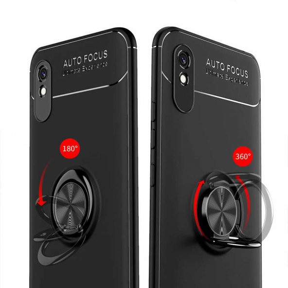 Xiaomi Redmi 9A Kılıf Ravel Yüzüklü Magnetic Standlı Silikon Kapak - 11