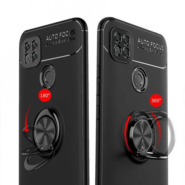 Xiaomi Redmi 9C Kılıf Ravel Yüzüklü Magnetic Standlı Silikon Kapak - 10