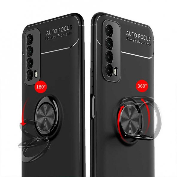 Huawei P Smart 2021 Kılıf Ravel Yüzüklü Magnetic Standlı Silikon Kapak - 3