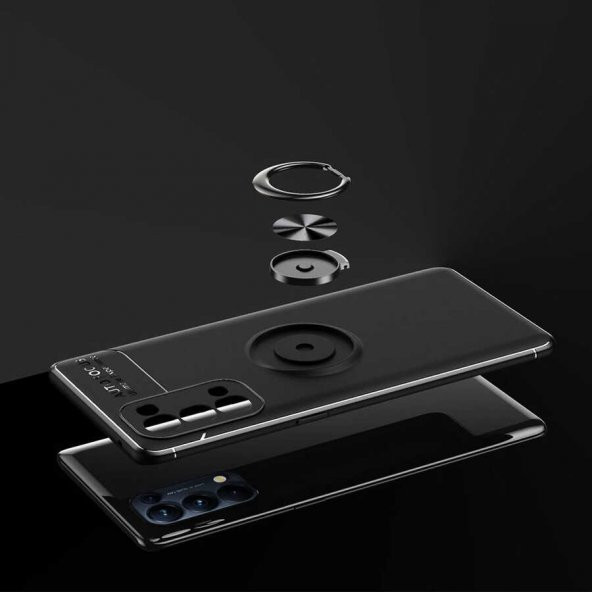 Oppo Reno 5 Pro 5G Kılıf Ravel Yüzüklü Magnetic Standlı Silikon Kapak - 4