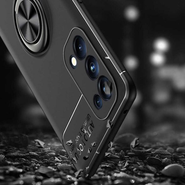 Oppo Reno 5 Pro 5G Kılıf Ravel Yüzüklü Magnetic Standlı Silikon Kapak - 9