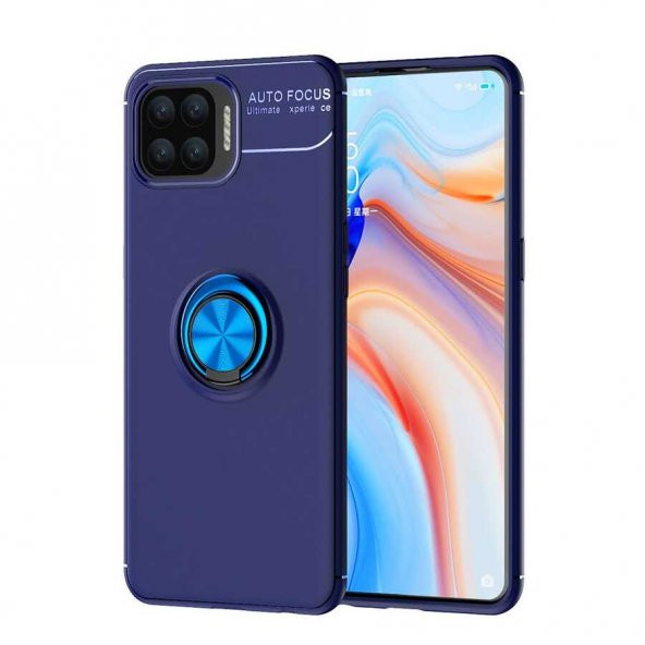 Oppo Reno A73 Kılıf Ravel Yüzüklü Magnetic Standlı Silikon Kapak