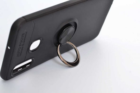 Samsung Galaxy A20 Kılıf Ravel Yüzüklü Magnetic Standlı Silikon Kapak - 2