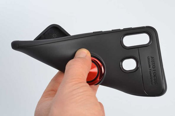 Samsung Galaxy A20 Kılıf Ravel Yüzüklü Magnetic Standlı Silikon Kapak - 5