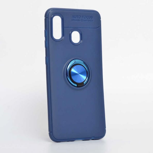 Samsung Galaxy A20 Kılıf Ravel Yüzüklü Magnetic Standlı Silikon Kapak - 9