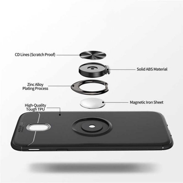 Xiaomi Redmi 8A Kılıf Ravel Yüzüklü Magnetic Standlı Silikon Kapak - 5