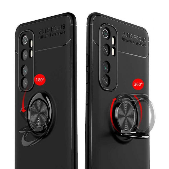 Xiaomi Mi Note 10 Lite Kılıf Ravel Yüzüklü Magnetic Standlı Silikon Kapak - 6