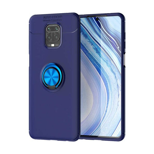 Xiaomi Redmi Note 9S Kılıf Ravel Yüzüklü Magnetic Standlı Silikon Kapak