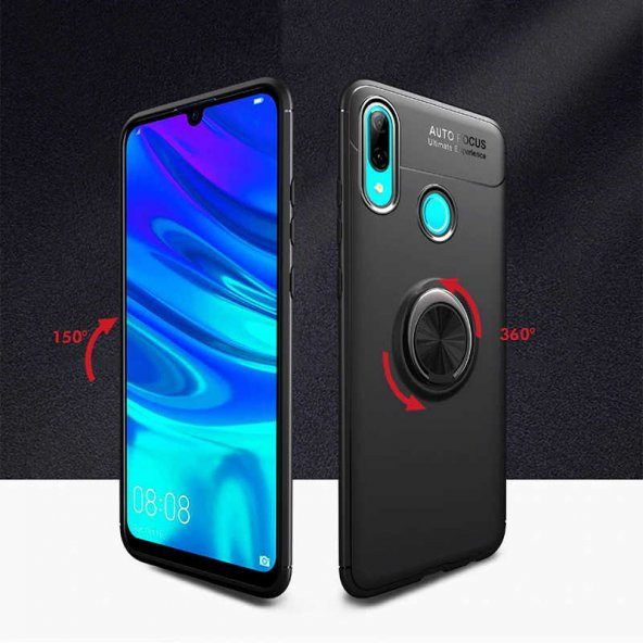 Huawei Y6 2019 Kılıf Ravel Yüzüklü Magnetic Standlı Silikon Kapak - 3
