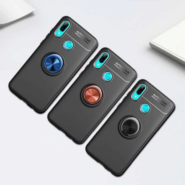 Huawei Y6 2019 Kılıf Ravel Yüzüklü Magnetic Standlı Silikon Kapak - 5