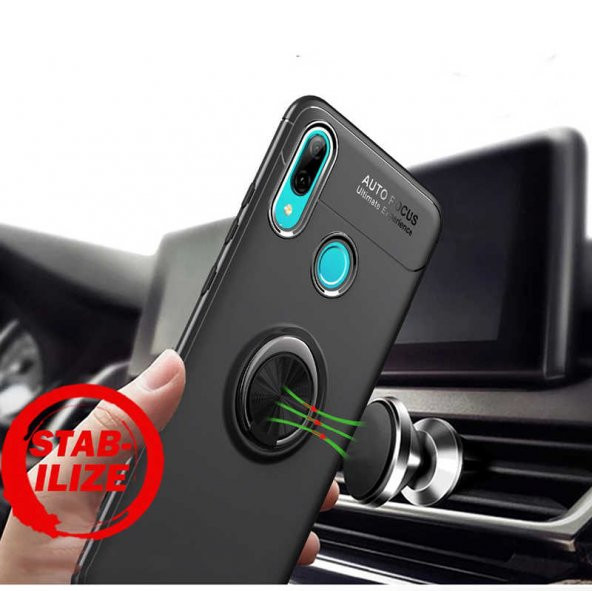 Huawei Y6 2019 Kılıf Ravel Yüzüklü Magnetic Standlı Silikon Kapak - 8
