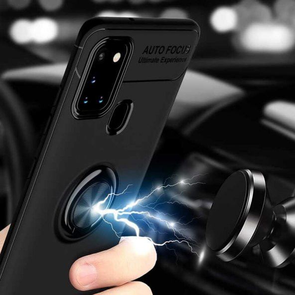 Samsung Galaxy M31 Kılıf Ravel Yüzüklü Magnetic Standlı Silikon Kapak - 6