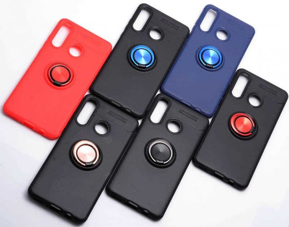 Huawei P30 Lite Kılıf Ravel Yüzüklü Magnetic Standlı Silikon Kapak - 5