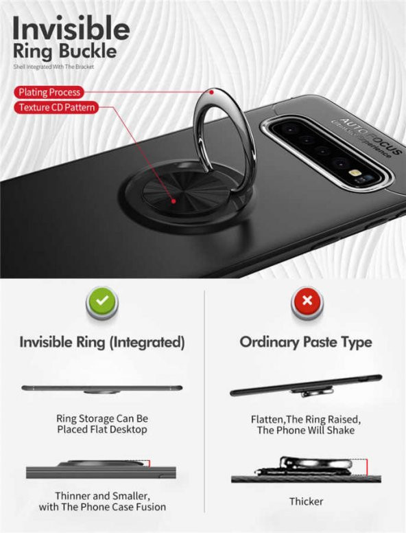 Samsung Galaxy S10 Plus Kılıf Ravel Yüzüklü Magnetic Standlı Silikon Kapak - 7