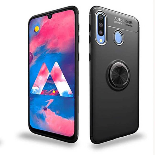 Samsung Galaxy A20S Kılıf Ravel Yüzüklü Magnetic Standlı Silikon Kapak - 1