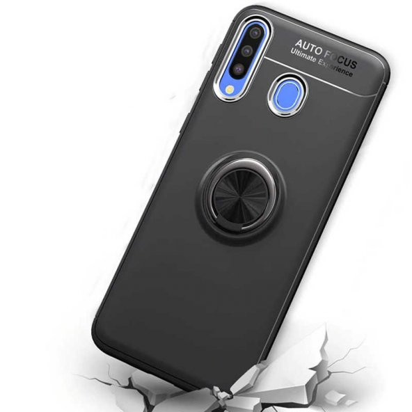 Samsung Galaxy A20S Kılıf Ravel Yüzüklü Magnetic Standlı Silikon Kapak - 3