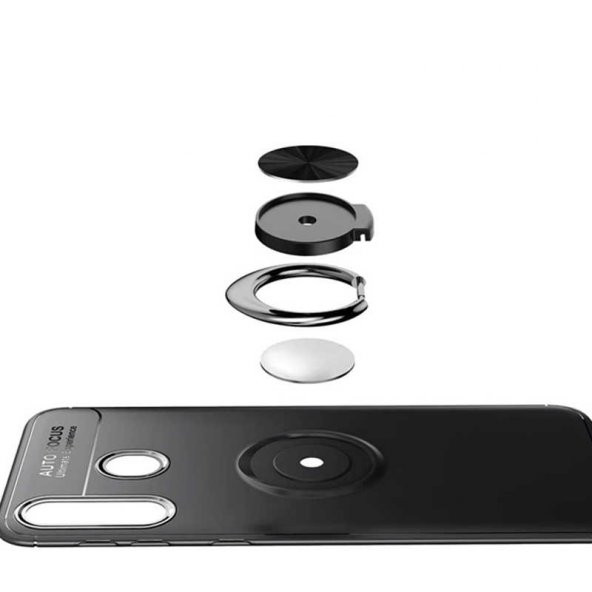 Samsung Galaxy A20S Kılıf Ravel Yüzüklü Magnetic Standlı Silikon Kapak - 5