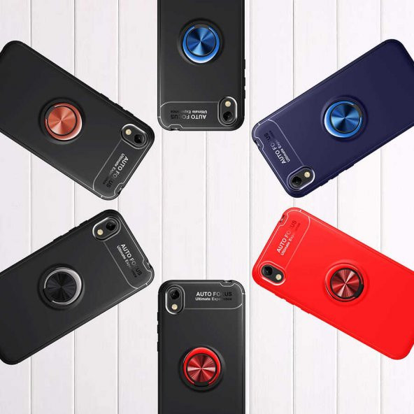 Huawei Y5 2019 Kılıf Ravel Yüzüklü Magnetic Standlı Silikon Kapak - 10