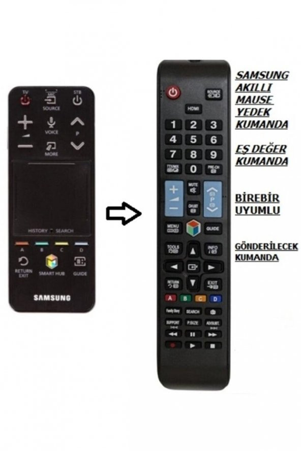 Samsung Smart Tv Tombul Air Mouse Yerine Tuşlu Model Düz Kumanda Tuşlu Model Kumanda BN59-01181B BN59-01182B - 1078