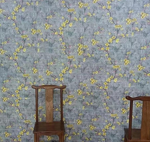 Renkli Duvarlar Çiçek Ağaç Yaprak Desen Kendinden Yapışkanlı 3D Duvar Kağıdı Paneli NW131 - Resim 4