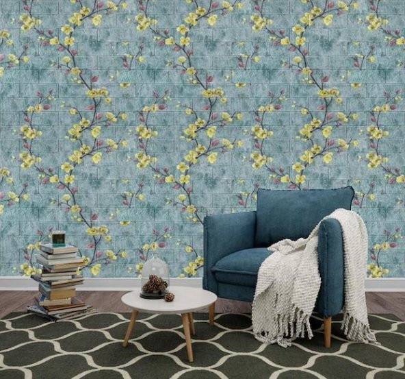 Renkli Duvarlar Çiçek Ağaç Yaprak Desen Kendinden Yapışkanlı 3D Duvar Kağıdı Paneli NW131 - Resim 5