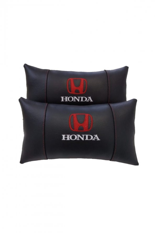 BAY E COLLECTİON Honda Siyah Deri 2li Set Oto Koltuk Boyun Yastığı Araba Araç Seyahat Koltuk Yastık