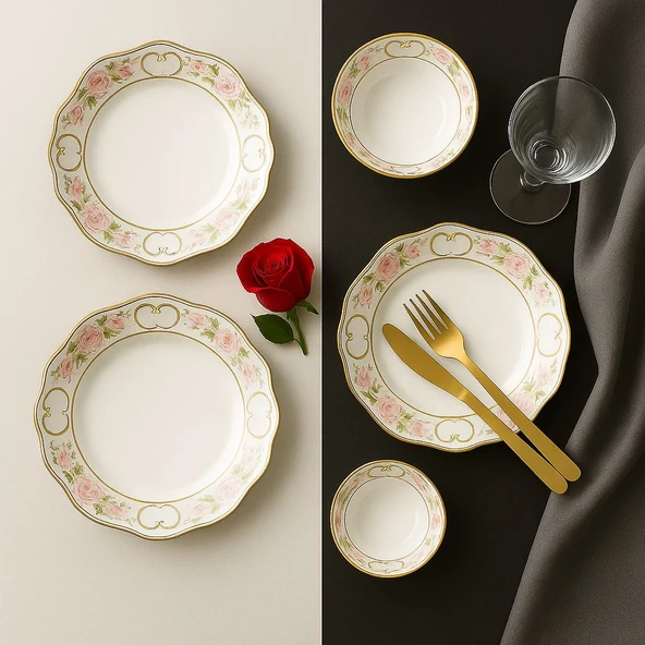 İpek Poselen 24 Parça Çeyizlik Yemek Takımı