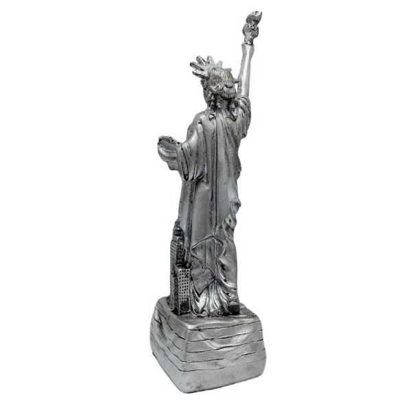 ABD New York Özgürlük Heykeli Reçine Gümüş Renk 20 cm - Resim 4