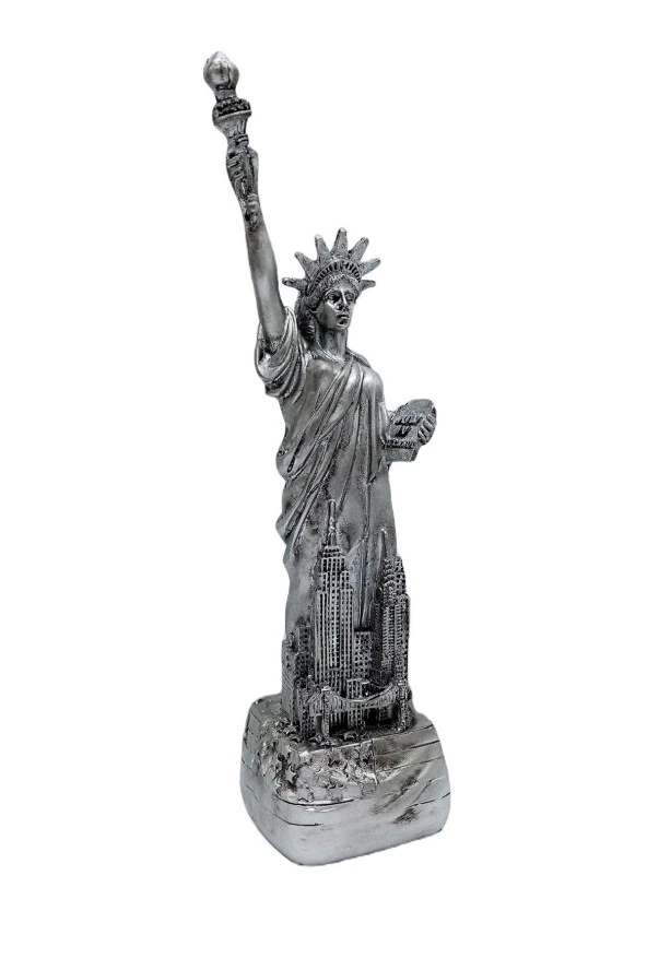 ABD New York Özgürlük Heykeli Reçine Gümüş Renk 20 cm - Resim 6