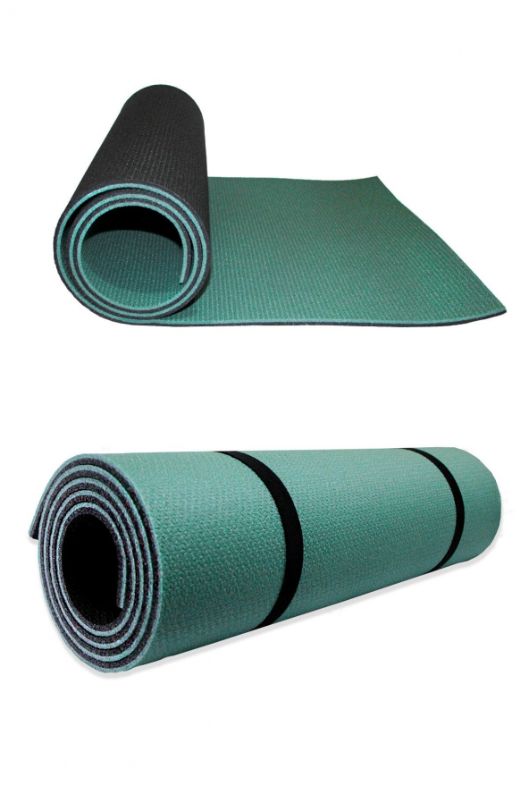 8 mm Haki-Siyah Çİft Taraflı Pilates Yoga Matı Özel Renk