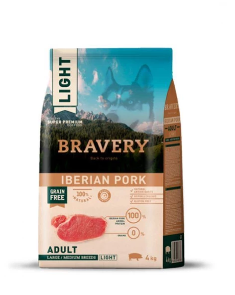 Bravery Tahılsız Domuz Etli Light Yetişkin Köpek Maması 12 kg