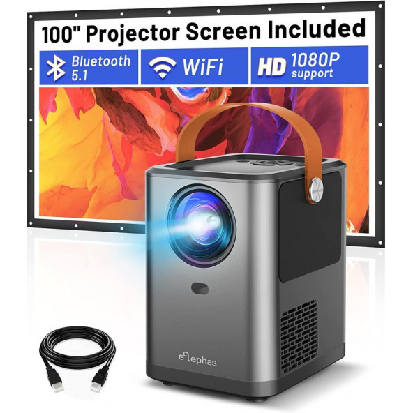 ELEPHAS 1080P Full HD Destekli Film Projektörü