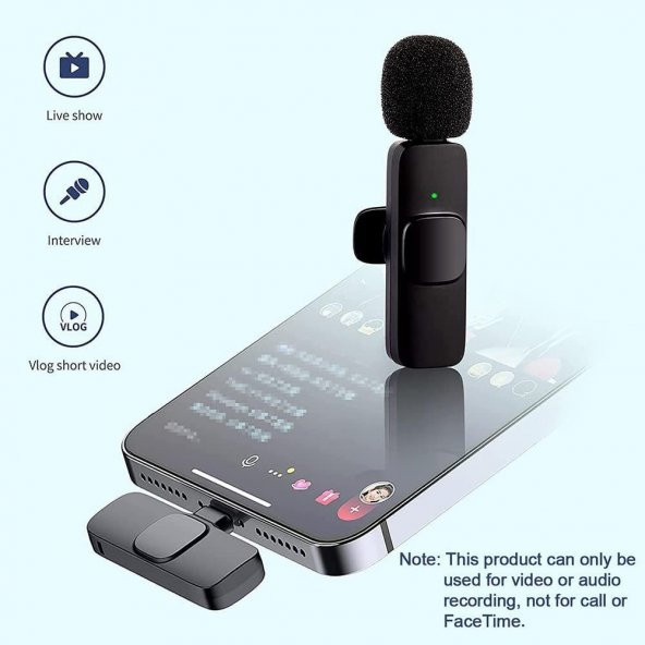2 Adet Kablosuz Yaka Mikrofonu Typ-c 2'li Mini Mikrofon K9 - 4