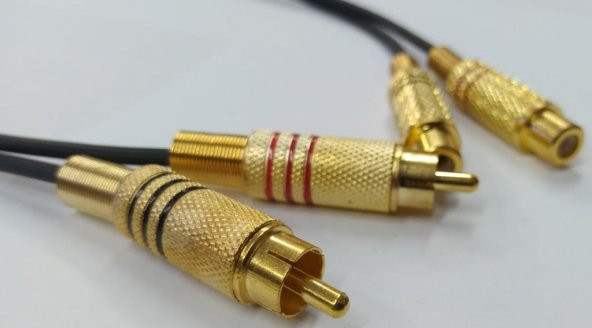 2x RCA Erkek - Dişi Gold Kaliteli Uzatma Kablosu - 2 Metre