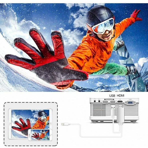 QXK Taşınabilir Mini Projektör 7500 Lümen LCD - 3