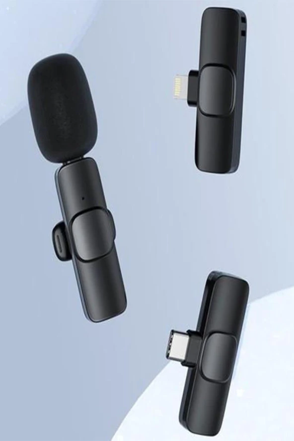 2 Adet Kablosuz Yaka Mikrofonu Lightning 2'li Mini Mikrofon K9 - 4