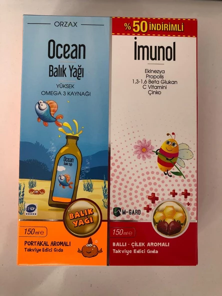 Orzax Ocean Portakallı-Ballı Çilekli Şurup 150 ml İkili Paket