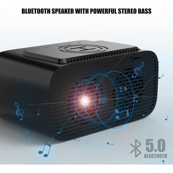 Lotuze Başucu Dijital Çalar Saat - Kablosuz Şarj Cihazı - 3