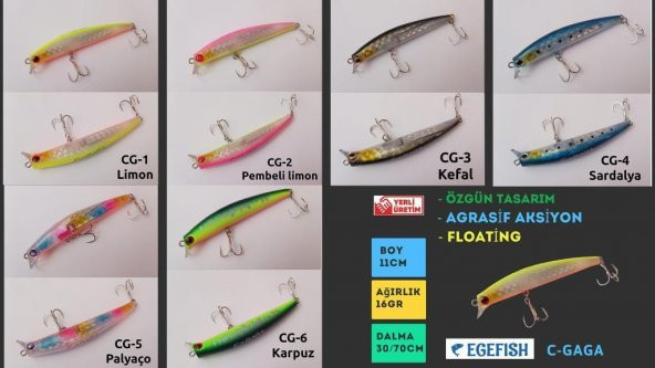 Ege Fish C-GAGA 110mm Floating 16 gr Maket Balık