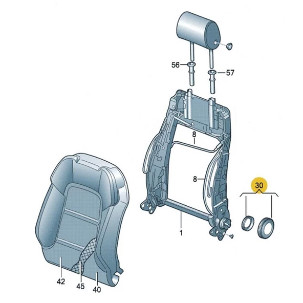 Audi A3 2009-2012 Ön Koltuk Yatırma Ayar Makarası Siyah 8P4881671 - 3