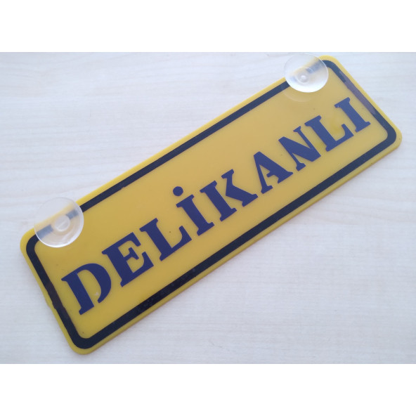 SARI DEKOR PLAKA - DELİKANLI (22x7,5cm) vantuzlu Pleksi (Dekor Levha) SARI PLAKA